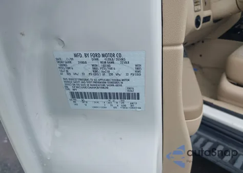 2010 Ford Escape Limited from USA, damaged, VIN 1FMCU0EG4AKB19839